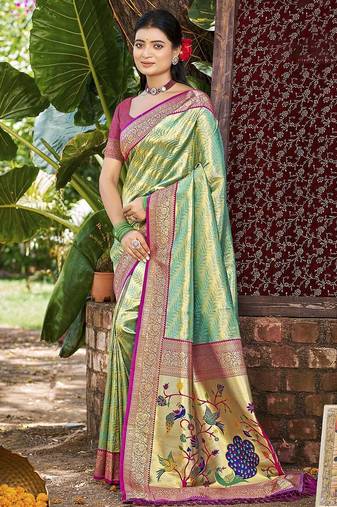 Rama kanjivaram silk blend zari woven saree