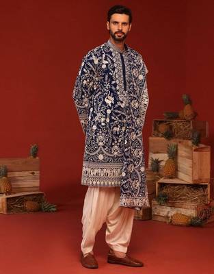 Charvik royal blue kurta set 3