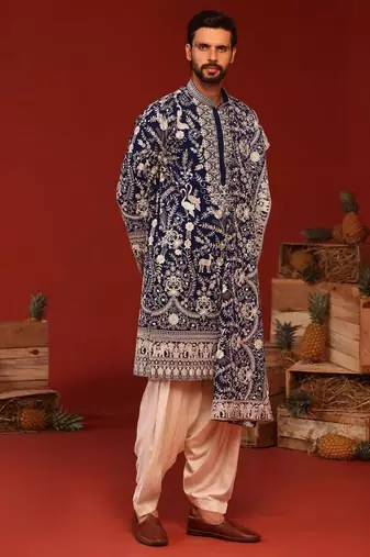 Charvik royal blue kurta set