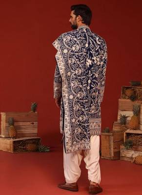 Charvik royal blue kurta set 4