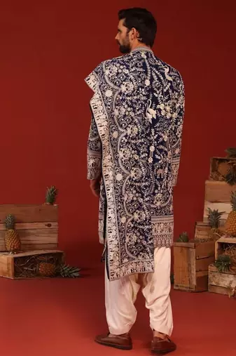 Charvik royal blue kurta set
