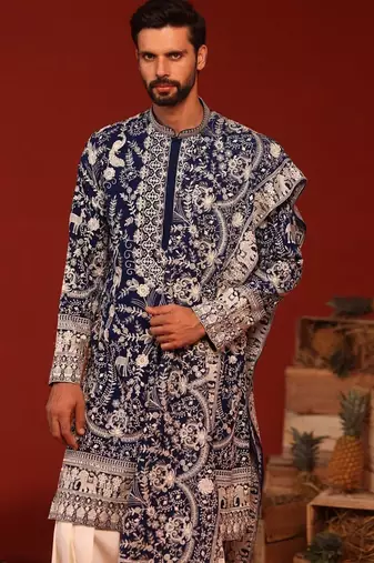 Charvik royal blue kurta set