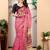 Pink linen cotton digital printed saree
