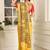 Yellow linen cotton digital printed saree