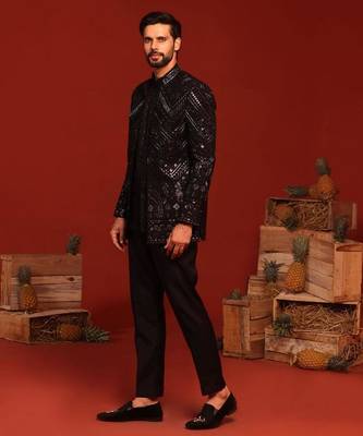 Anmay black jodhpuri set 2