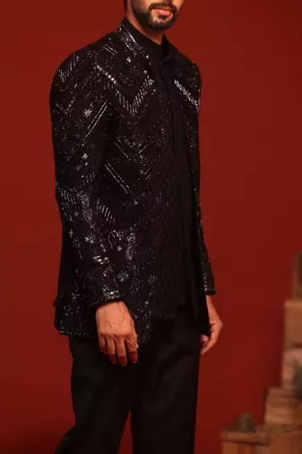 Anmay black jodhpuri set