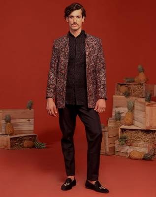 Vibhor black jodhpuri set 1