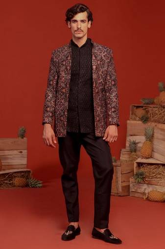 Vibhor black jodhpuri set