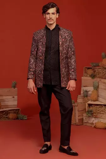 Vibhor black jodhpuri set