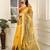 Yellow linen cotton digital printed saree