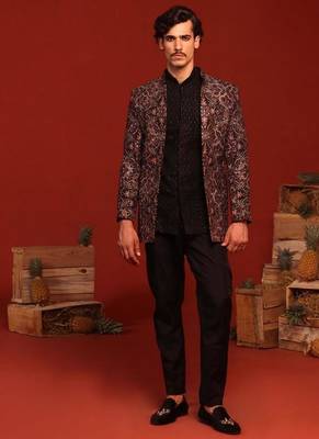 Vibhor black jodhpuri set 2