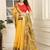 Yellow linen cotton digital printed saree