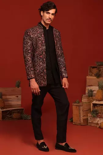 Vibhor black jodhpuri set