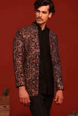 Vibhor black jodhpuri set 5