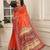 Orange linen cotton digital printed saree