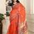 Orange linen cotton digital printed saree