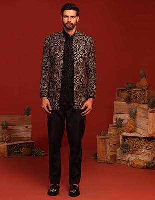 Pradyut black jodhpuri set 1