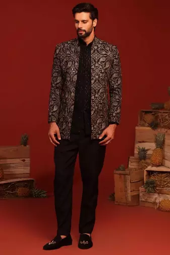 Pradyut black jodhpuri set