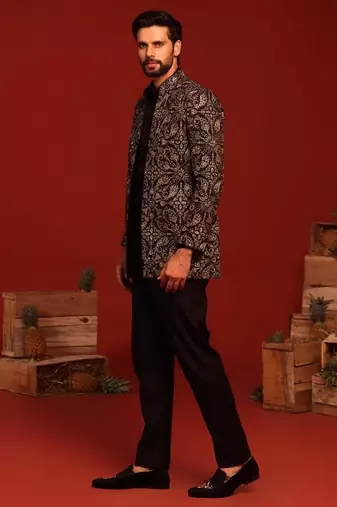 Pradyut black jodhpuri set