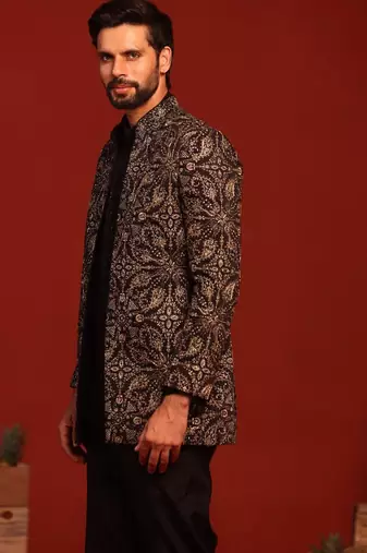 Pradyut black jodhpuri set