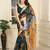 Green linen cotton digital printed saree