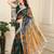 Green linen cotton digital printed saree