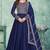 Blue embroidered work art silk  anarkali churidar suit - semi-stitched