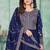 Blue embroidered work art silk  anarkali churidar suit - semi-stitched