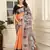 Orange linen cotton digital printed saree