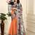 Orange linen cotton digital printed saree