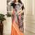 Orange linen cotton digital printed saree