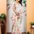 Off white linen cotton digital printed saree