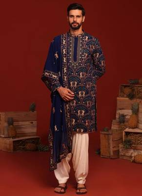 Tanvith navy blue kurta set 1
