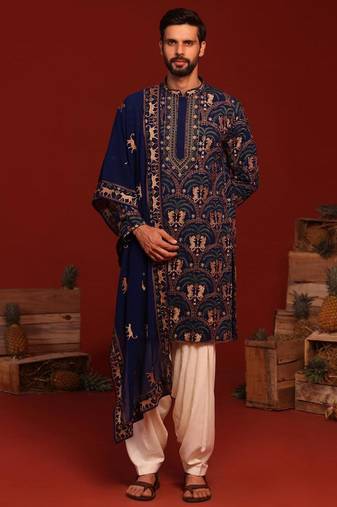 Tanvith navy blue kurta set