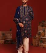 Tanvith navy blue kurta set