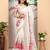 Off white linen cotton digital printed saree