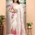 Off white linen cotton digital printed saree