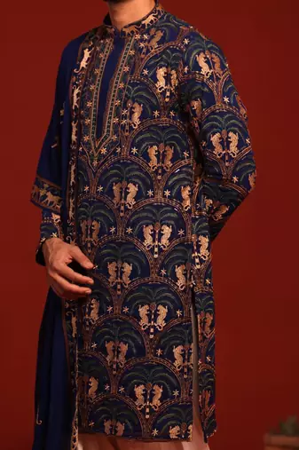 Tanvith navy blue kurta set