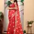 Red linen cotton digital printed saree