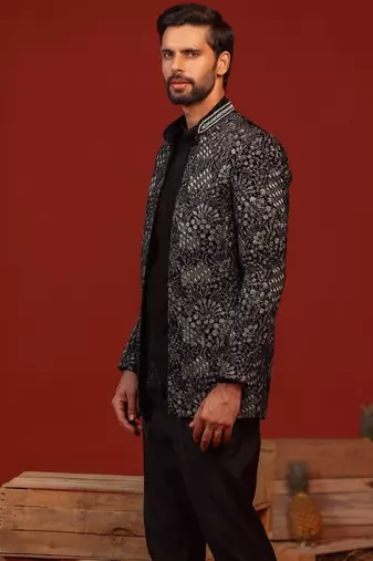 Rithvik black jodhpuri set