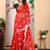 Red linen cotton digital printed saree
