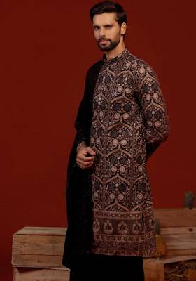 Vidhur black kurta set 3