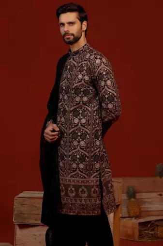 Vidhur black kurta set