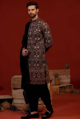 Vidhur black kurta set 5