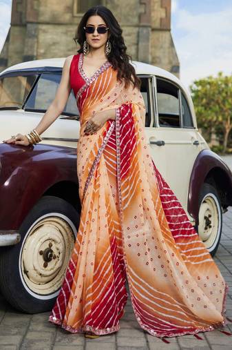 Multy georgette bandhani saree