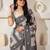 Black linen cotton saree