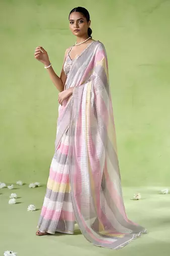Multy cotton blend printed saree