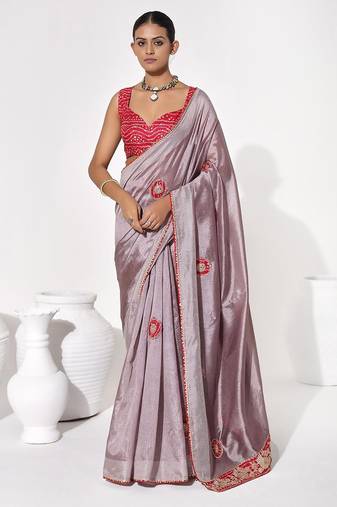 Lavender georgette printed saree