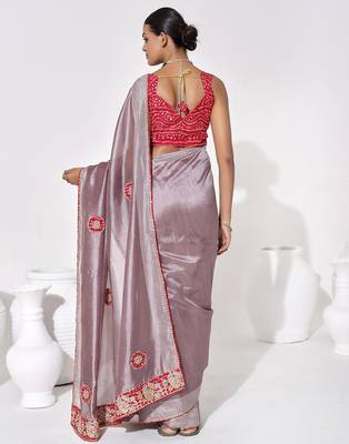 Lavender georgette printed saree 2