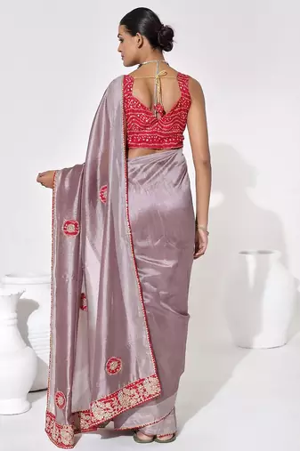 Lavender georgette printed saree